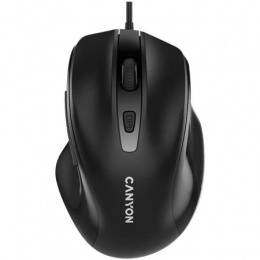 Egér, vezetékes, optikai, USB, CANYON "M-6", fekete
