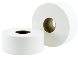 Toalettpapír, 2 rétegű, nagytekercses, 10 méter, 19 cm átmérő, hófehér