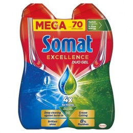 Mosogatógép mosogatógél, duo, 2x630 ml, SOMAT "Excellence Grease Cutting"